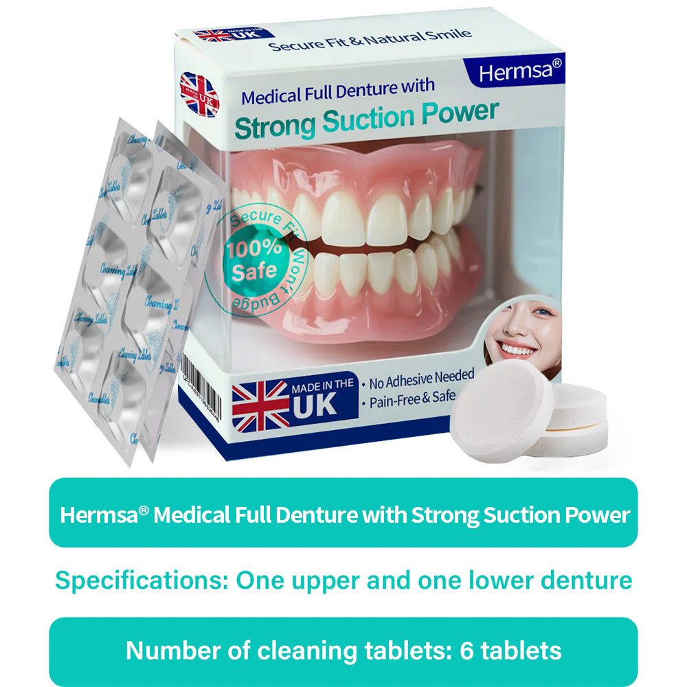 🦷🦷Smile & Eat Confidently Again — Hermsa® Medical Suction-fit Denture🍀✅ Made and Shipped from the UK🍀