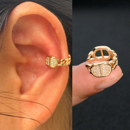 1Pc Hollow Geometry Rainbow CZ Cuff Wrap Clip On Earrings Women Climber Ear Cartilage Bone Clips