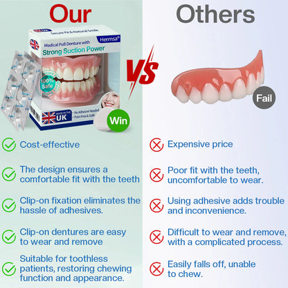🦷🦷Smile & Eat Confidently Again — Hermsa® Medical Suction-fit Denture🍀✅ Made and Shipped from the UK🍀